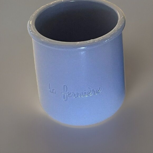 La Fermiere French Periwinkle Terra Cotta Glazed Yogurt Plant Pot Planter Clay - Picture 10 of 12